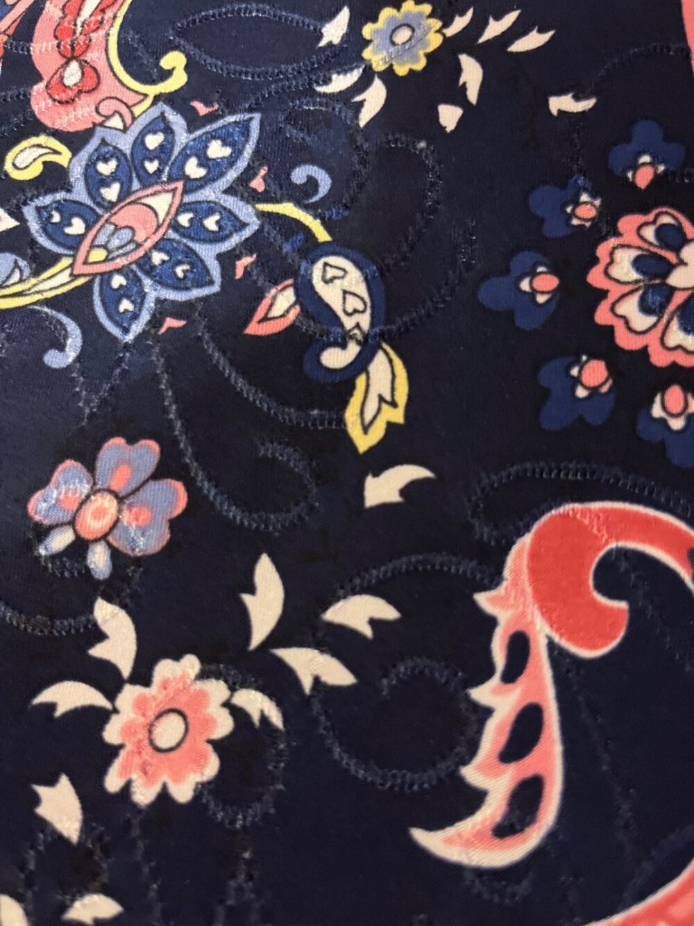 Vera Rose Paisley Floral Top Navy Multicolor 3/4 Sleeve No Size Tag XL/1X? Used - Picture 9 of 11